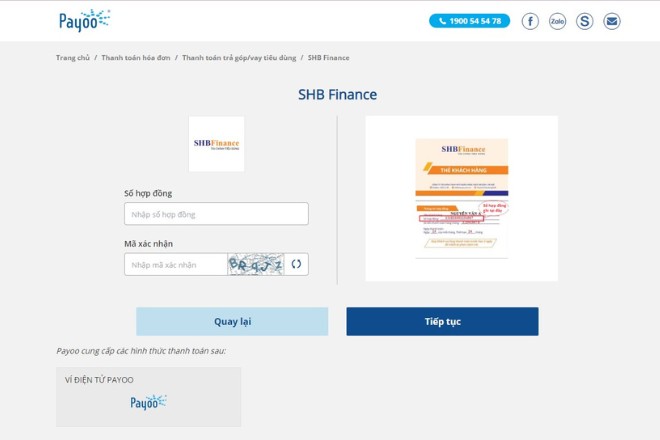 Tra cứu và thanh toán khoản vay SHB Finance qua Payoo