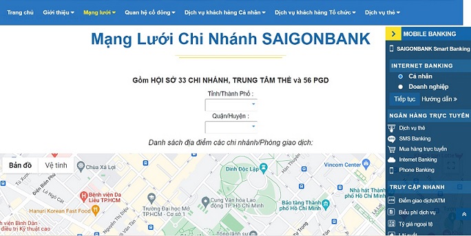 mạng lưới chi nhánh ngân hàng SaigonBank