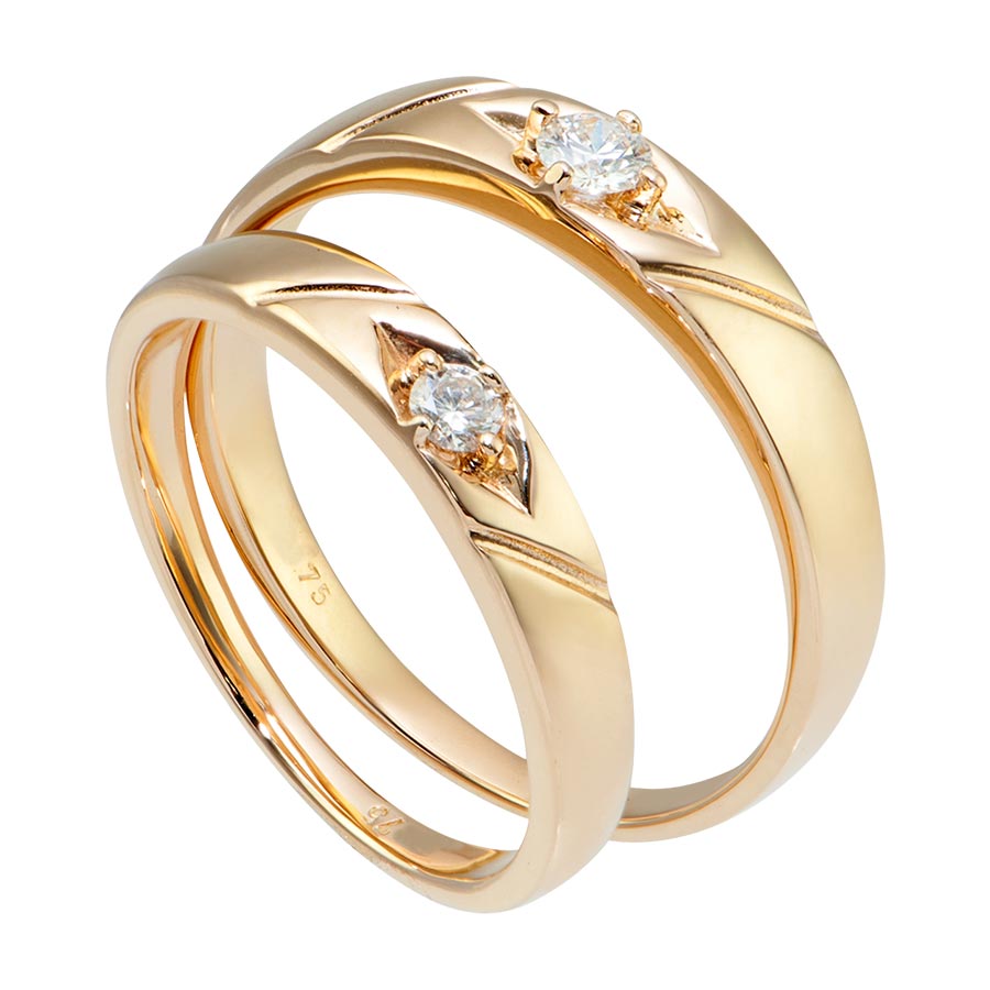 Nhẫn cưới kim cương chung đôi vàng 18k spd1809414 - Đá Quý Kim Cương