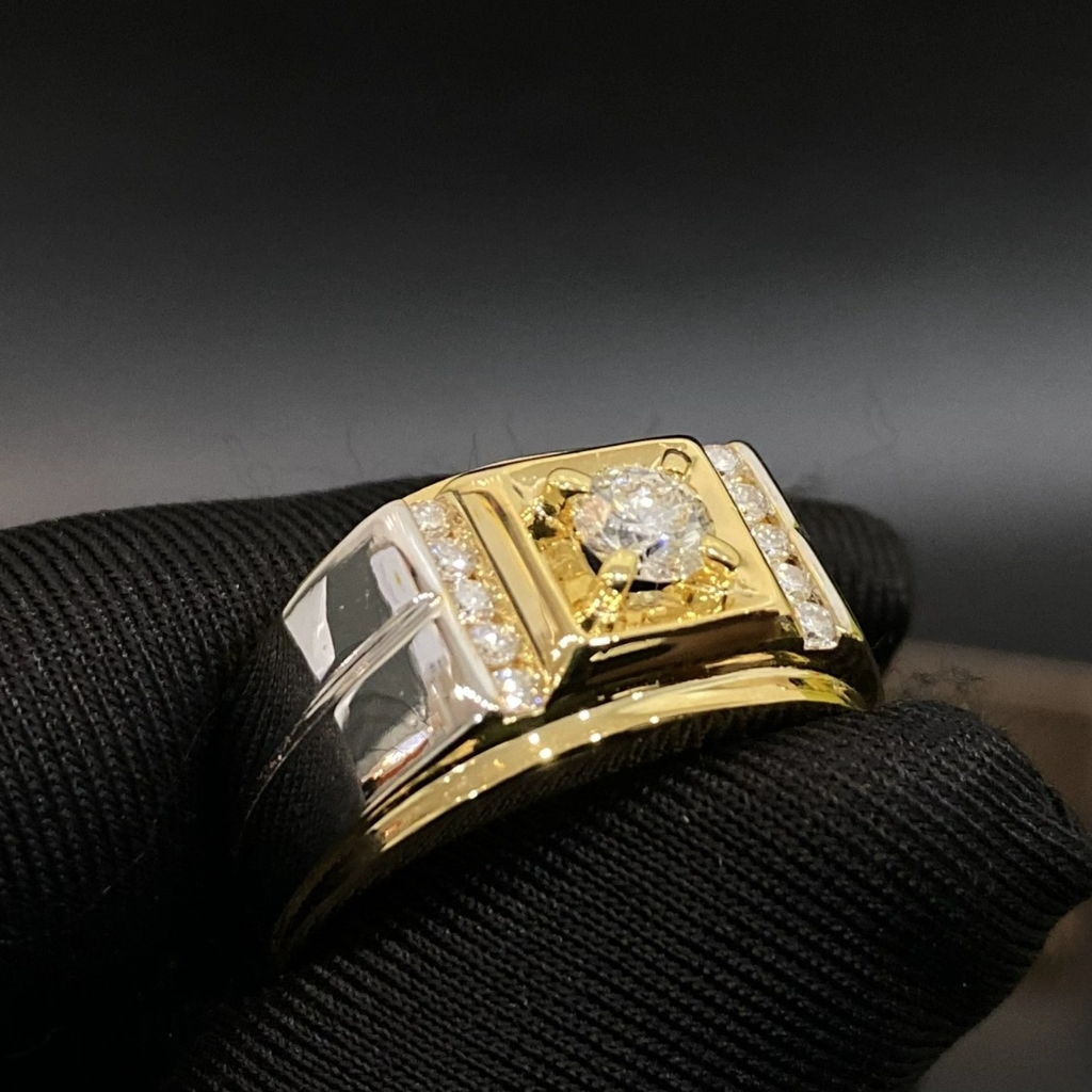 Nhẫn nam vàng đính kim cương | Kỳ Lân Luxury