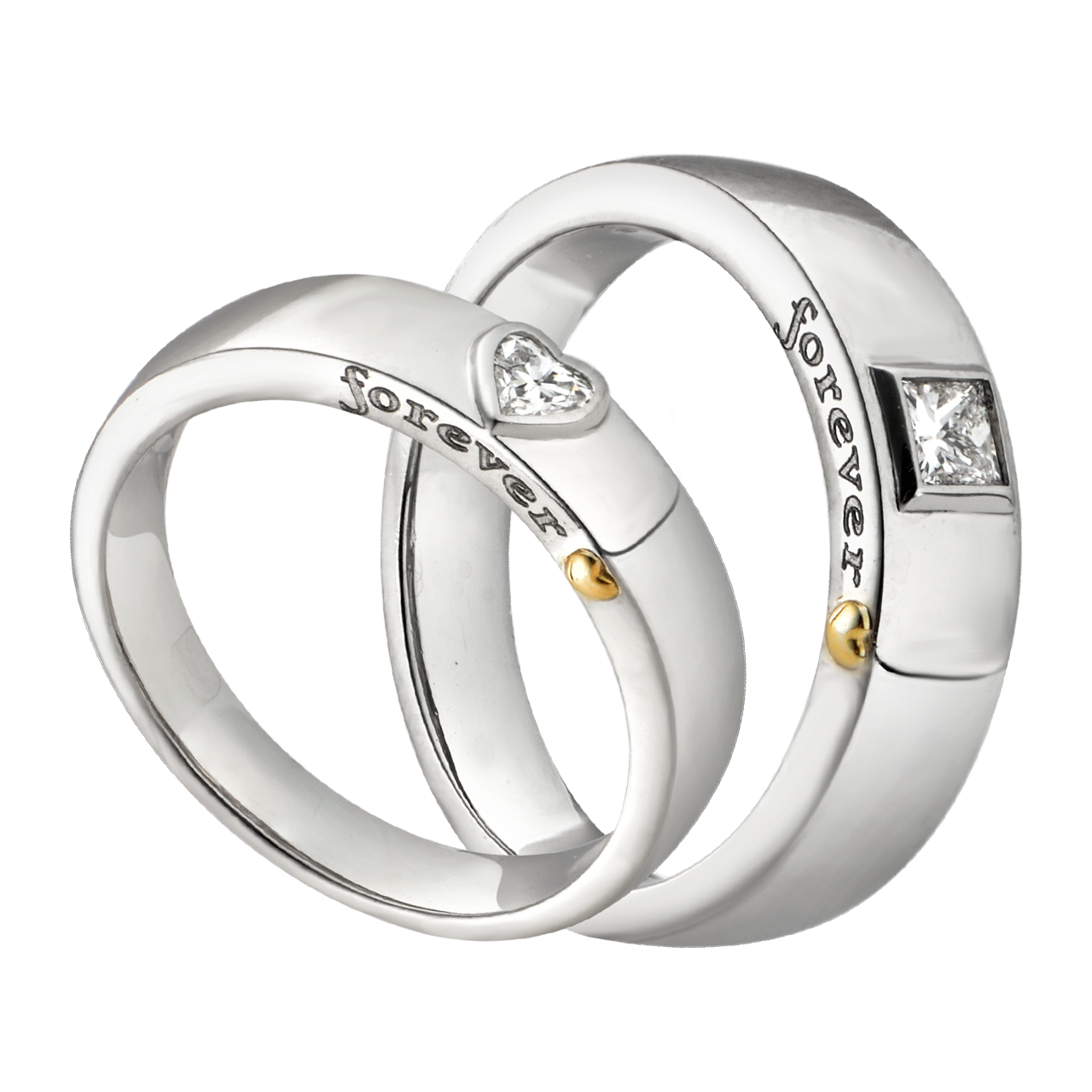 Cặp nhẫn cưới bạch kim đính kim cương pnj true love 00026-00027